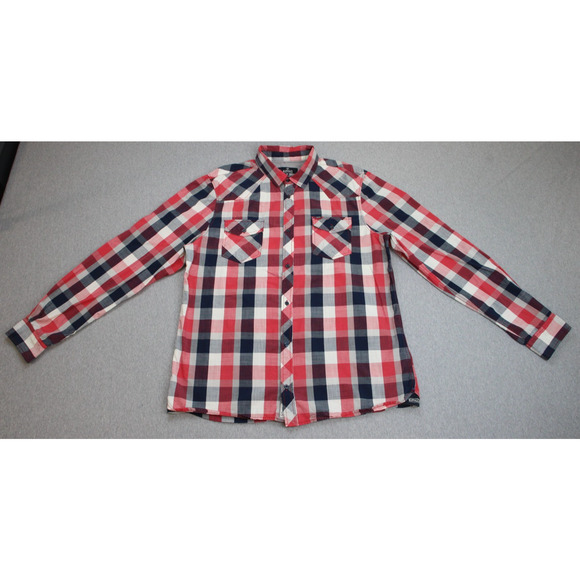 Buffalo David Bitton Shirt Men's XXL 100% Cotton Button-Up Plaid Long Sleeve - Picture 2 of 7